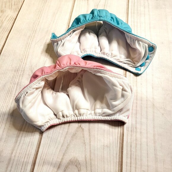 Blue & Pink Organic Baby Swim Diapers, 12 months - Picture 1 of 3